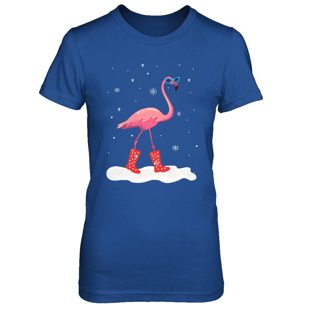 Flamingo With Rubber Boots Snow-T-Shirt & Hoodie-Women's T-Shirt-Royal