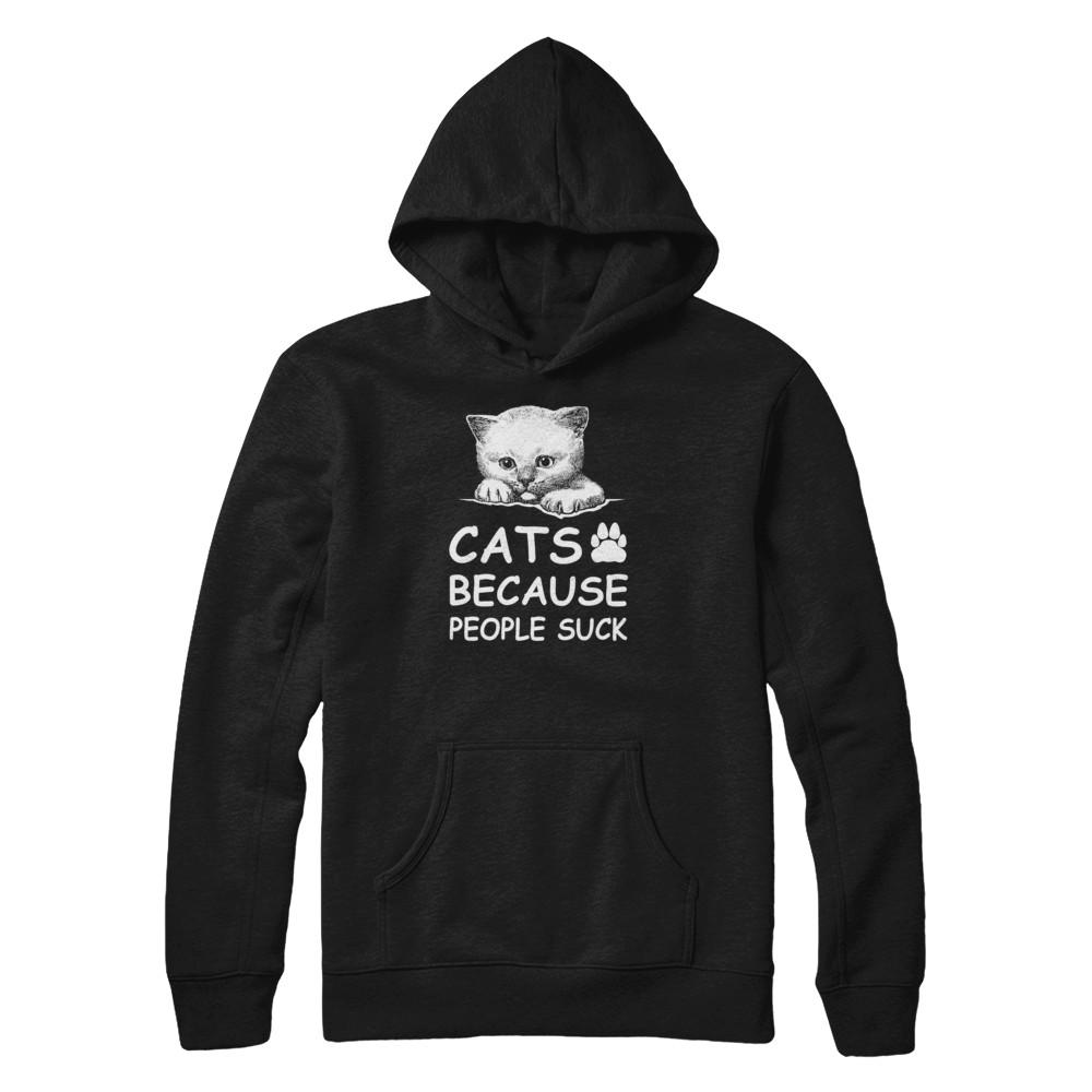 Cats Because People Suck-T-Shirt & Tank Top-Pullover Hoodie-Black