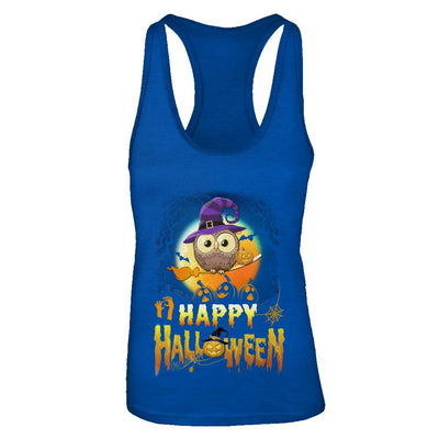 Happy Halloween Owl Witch-T-Shirt & Tank Top-Women's Ideal Racerback Tank-Royal