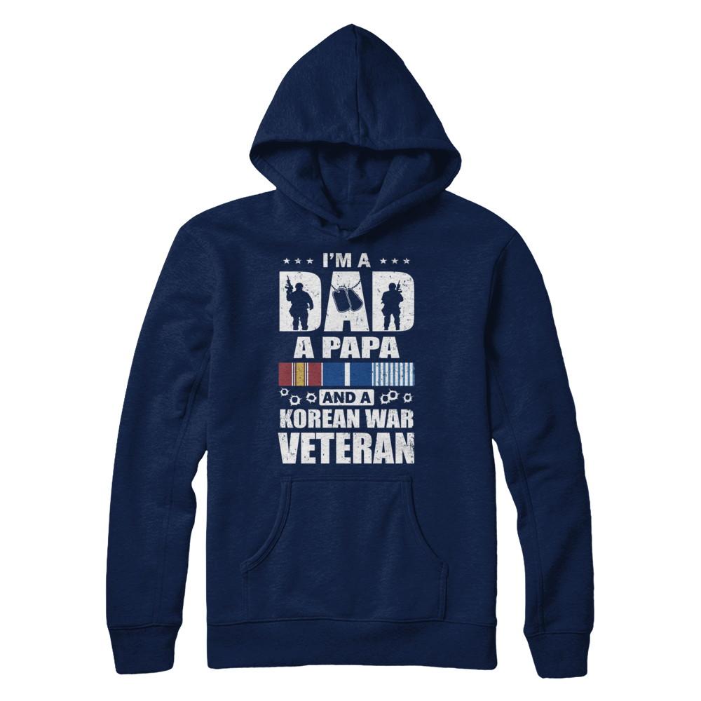 Dad A Papa And A Korean War Veteran Fathers Day-T-Shirt & Hoodie-Pullover Hoodie-Navy