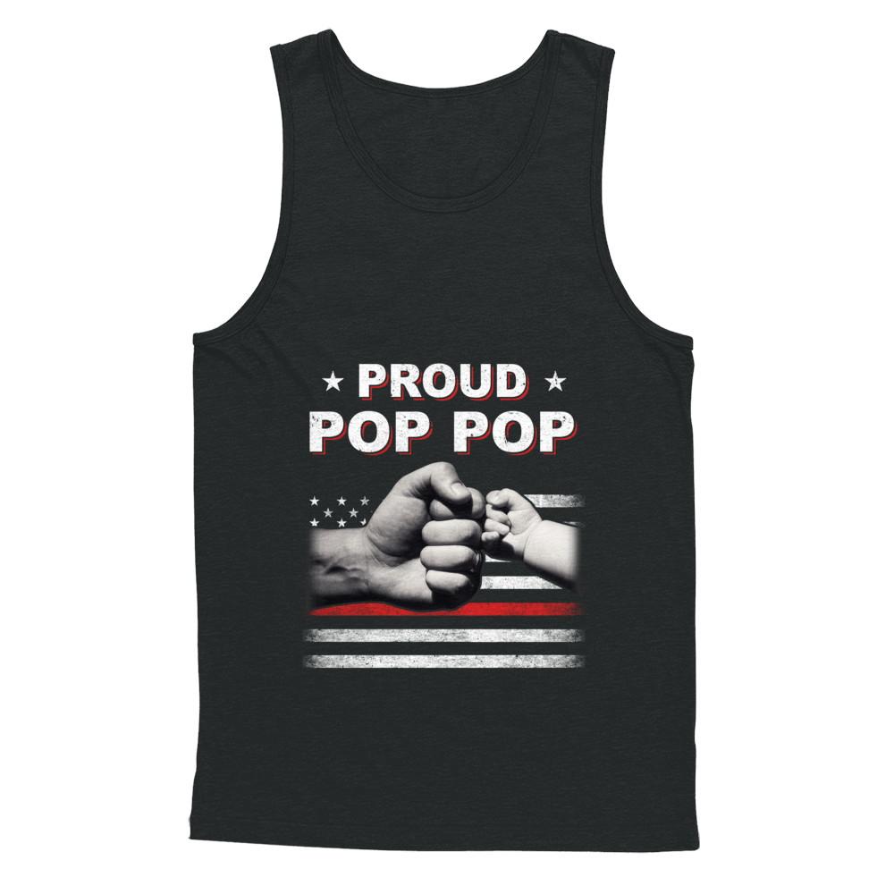 Proud Pop Pop Fireman Firefighter Thin Red Line Flag Fathers Day-T-Shirt & Hoodie-Unisex Tank-Black