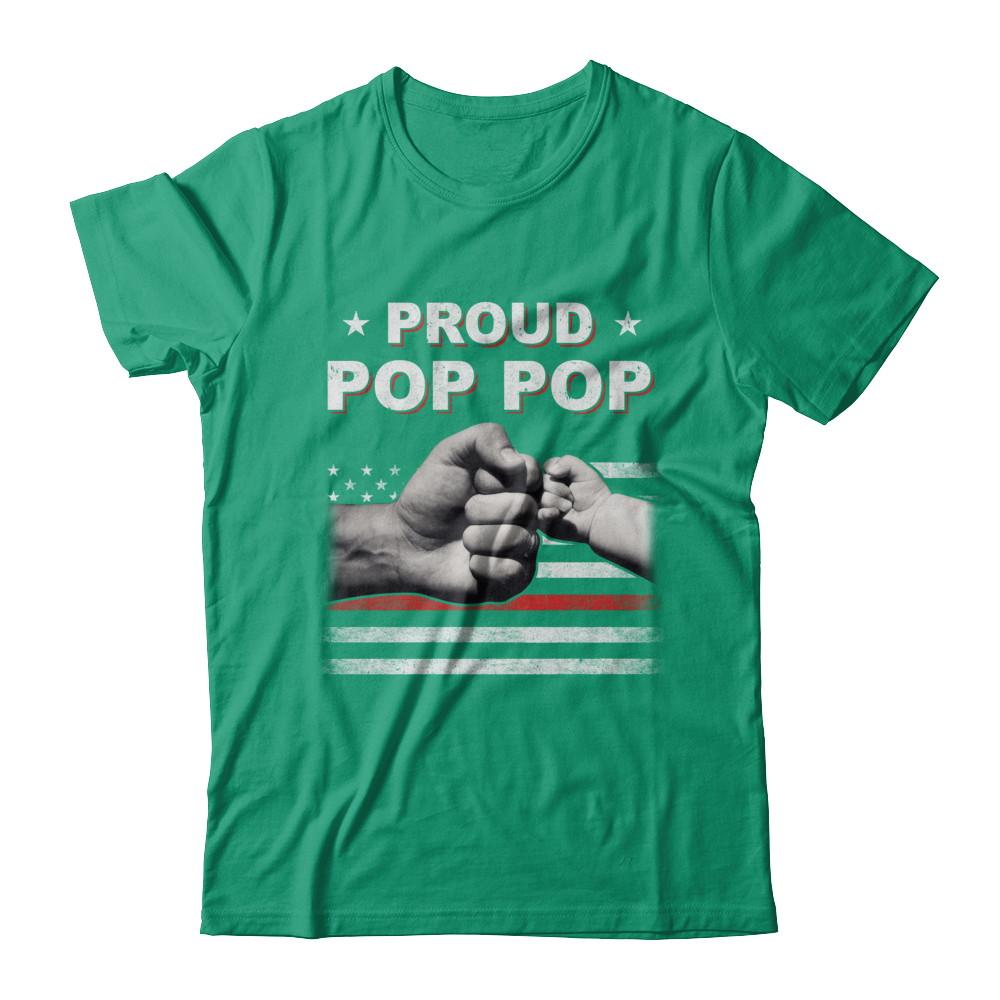 Proud Pop Pop Fireman Firefighter Thin Red Line Flag Fathers Day-T-Shirt & Hoodie-Classic T-Shirt-Kelly Green