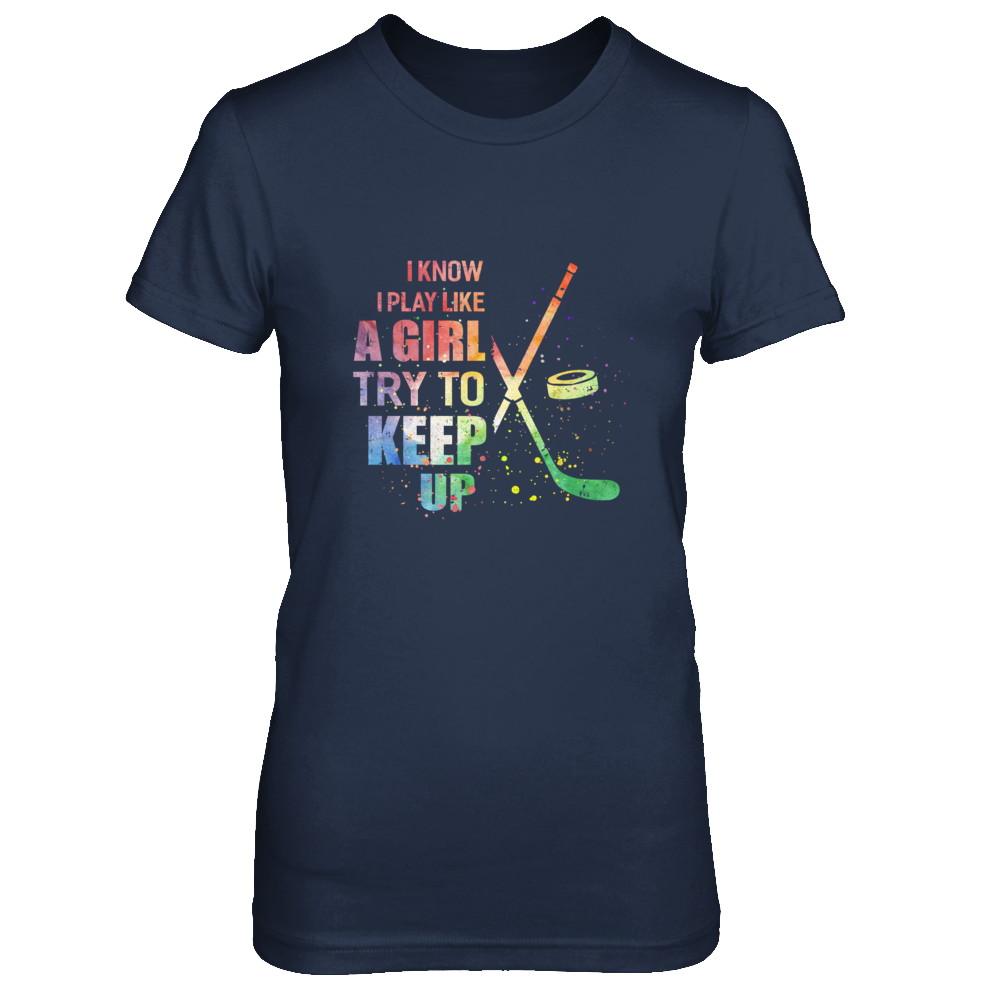 Yeah I Play Like A Girl Hockey Girl-T-Shirt & Hoodie-Women's T-Shirt-Navy