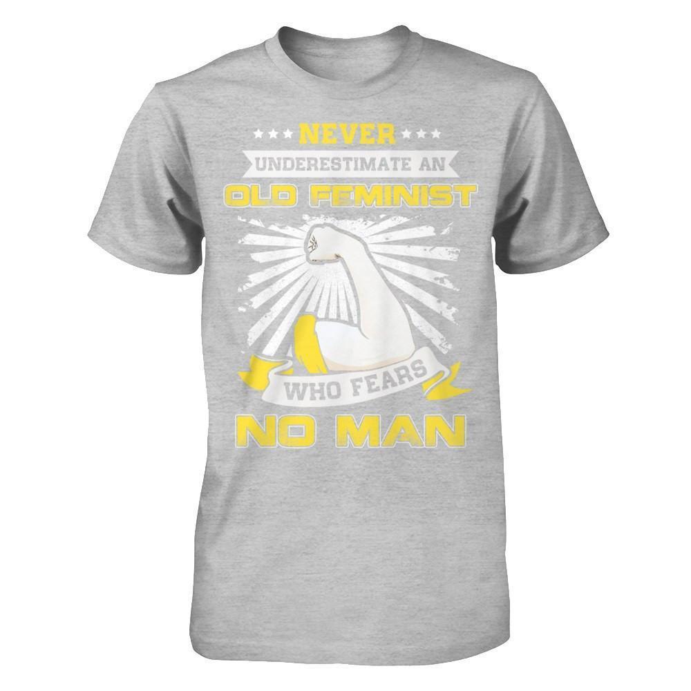 Never Underestimate An Old Feminist Who Fears No Man-T-Shirt & Hoodie-Premium T-Shirt-Heather Gray