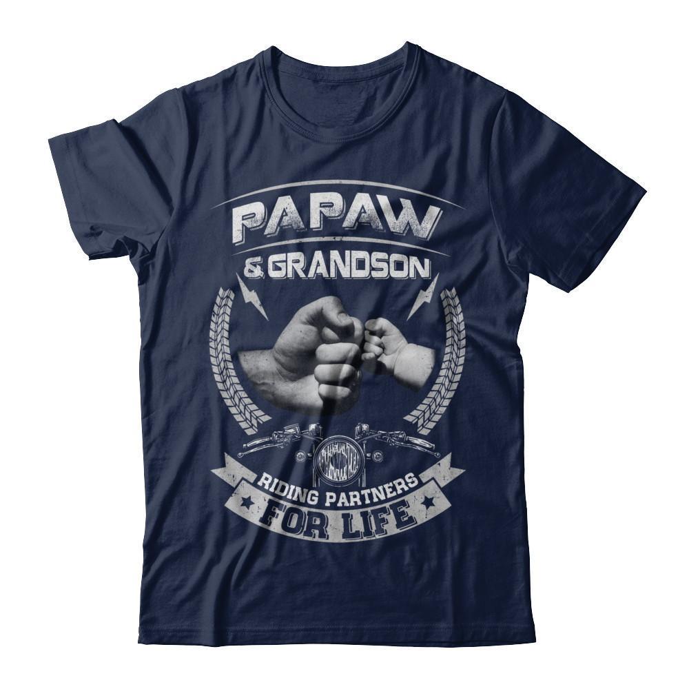 Motocross Papaw And Grandson Riding Partners For Life-T-Shirt & Hoodie-Classic T-Shirt-Navy