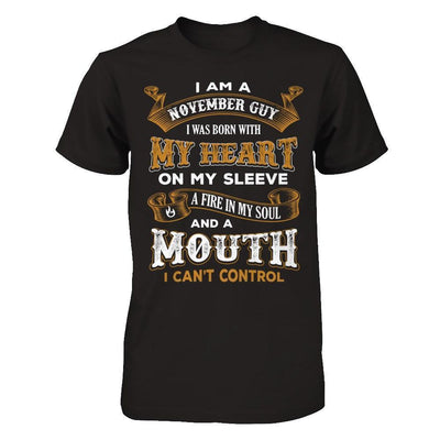 I'm A November Guy I Was Born With My Heart Birthday-T-Shirt & Hoodie-Classic T-Shirt-Black
