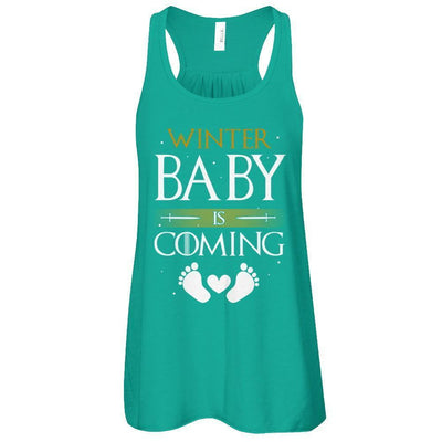 Winter Baby Is Coming Humor Maternity Pregnant-T-Shirt & Tank Top-Women's Flowy Racerback Tank-Kelly