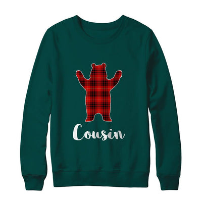 Red Cousin Bear Buffalo Plaid Family Christmas Pajamas-T-Shirt & Sweatshirt-Crewneck Sweatshirt-Deep Forest