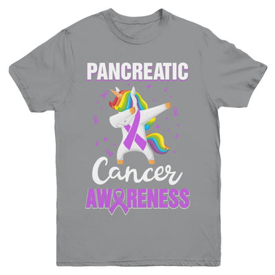 Inspirational Pancreatic Cancer Awareness Unicorn Support Youth-Youth Shirt-Youth T-Shirt-Sport Grey