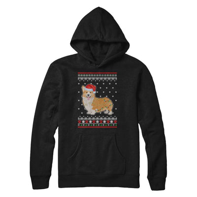 Corgi Christmas Ugly Sweater Lights Dog Xmas Gift-T-Shirt & Sweatshirt-Pullover Hoodie-Black