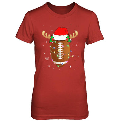 Santa Hat Football Reindeer Christmas Gifts-T-Shirt & Sweatshirt-Women's T-Shirt-Red