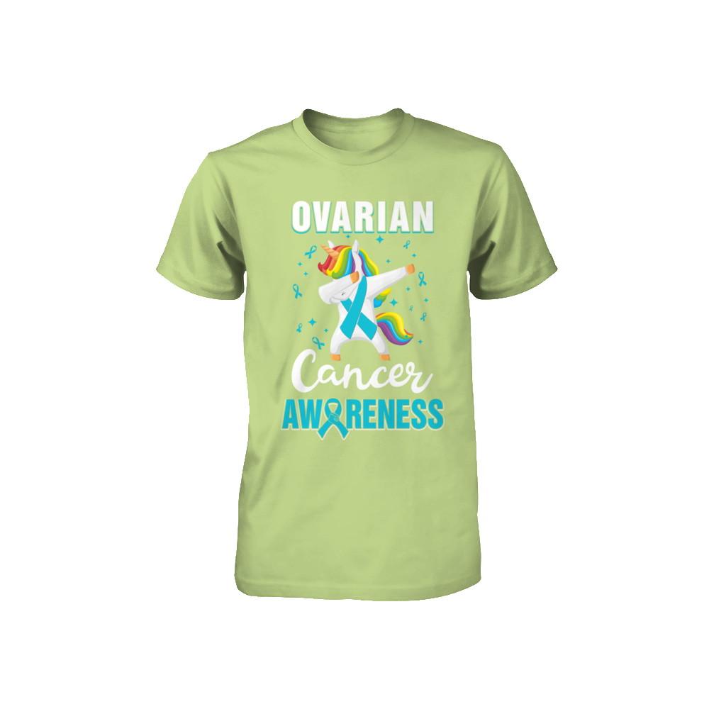 Inspirational Ovarian Cancer Awareness Unicorn Support Youth-Youth Shirt-Toddler T-Shirt-Key Lime