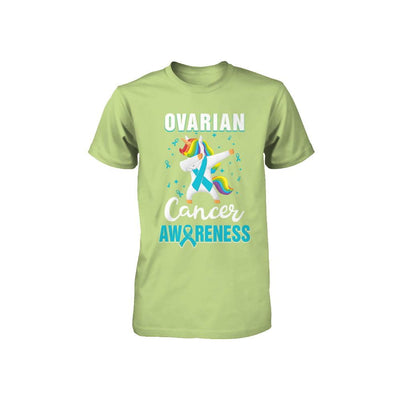 Inspirational Ovarian Cancer Awareness Unicorn Support Youth-Youth Shirt-Toddler T-Shirt-Key Lime