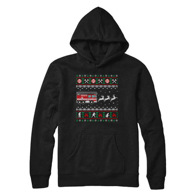 Merry Christmas Firefighter Fireman Ugly Sweater Gift-T-Shirt & Sweatshirt-Pullover Hoodie-Black