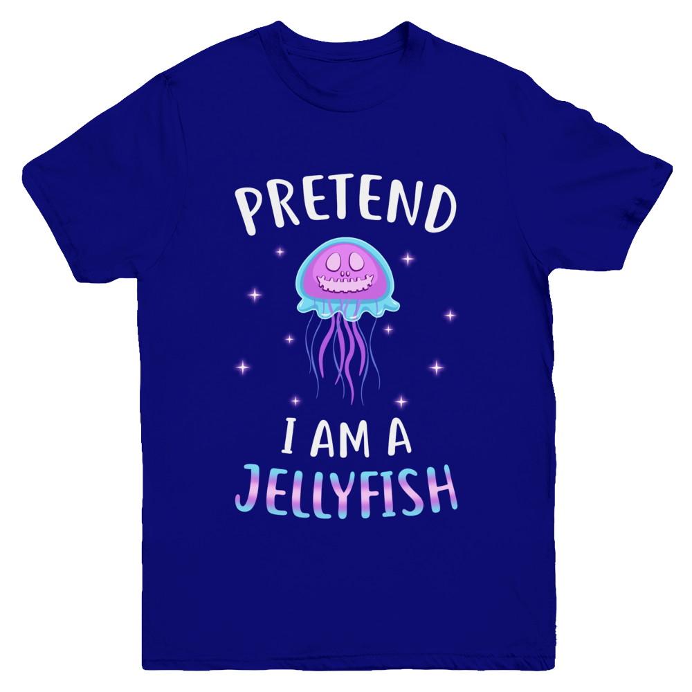 Pretend I'm A Jellyfish Costume Happy Halloween Party Youth-Youth Shirt-Youth T-Shirt-Navy