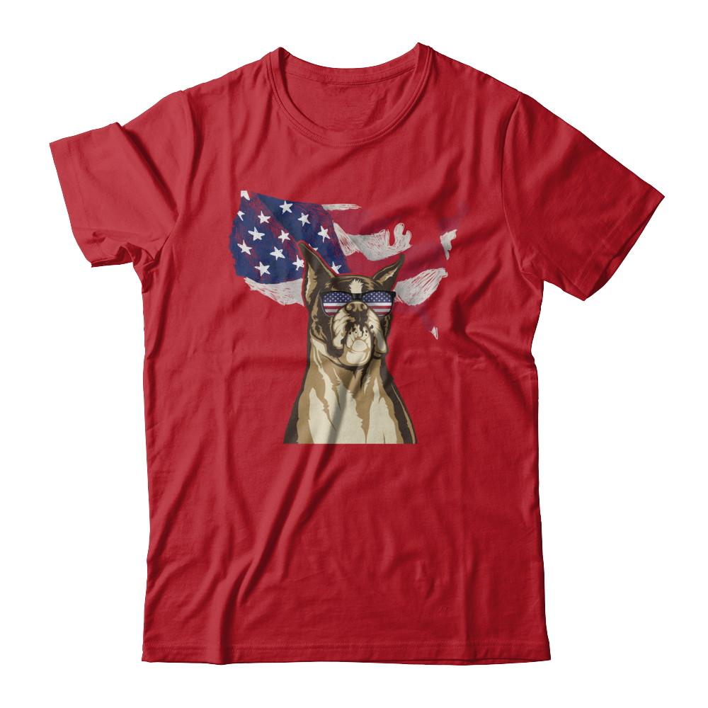 Funny Patriot Boxer Dog 4Th Of July American Flag-T-Shirt & Hoodie-Classic T-Shirt-Red
