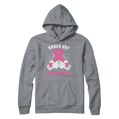Boxing Knock Out Breast Cancer Awareness Support-T-Shirt & Hoodie-Pullover Hoodie-Light Steel