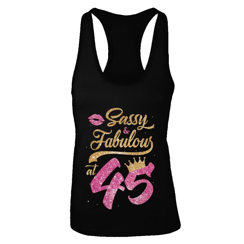 Sassy And Fabulous At 45th 1976 Birthday Gift-T-Shirt & Tank Top-Women's Ideal Racerback Tank-Black