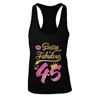 Sassy And Fabulous At 45th 1976 Birthday Gift-T-Shirt & Tank Top-Women's Ideal Racerback Tank-Black