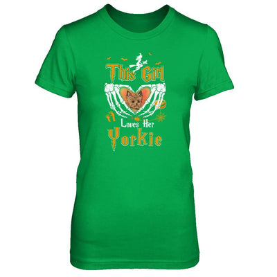 This Girl Love Her Dog Yorkie Halloween-T-Shirt & Tank Top-Women's T-Shirt-Irish Green