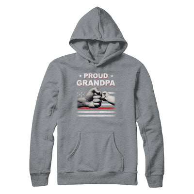Proud Grandpa Fireman Firefighter Thin Red Line Flag Fathers Day-T-Shirt & Hoodie-Pullover Hoodie-Light Steel