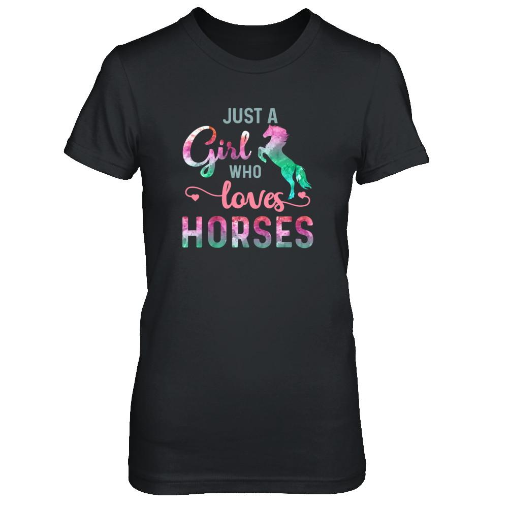 Just A Girl Who Loves Horses Horse Lover-T-Shirt & Tank Top-Women's T-Shirt-Black