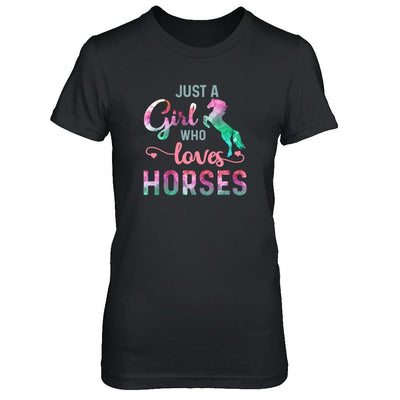 Just A Girl Who Loves Horses Horse Lover-T-Shirt & Tank Top-Women's T-Shirt-Black