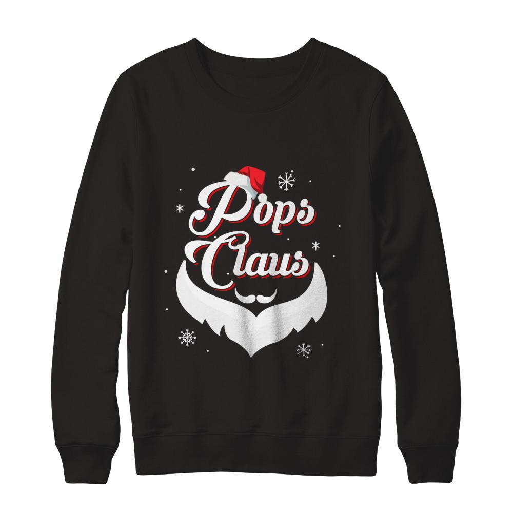 Santa Beard Matching Christmas Pajamas Pops Claus-T-Shirt & Sweatshirt-Crewneck Sweatshirt-Black