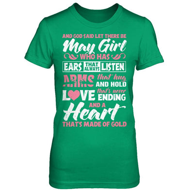 And God Said Let There Be May Girl Ears Arms Love Heart-T-Shirt & Hoodie-Women's T-Shirt-Irish Green