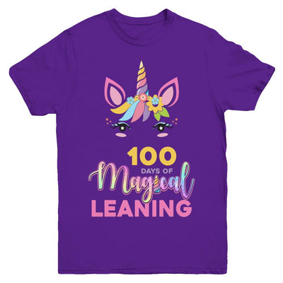 100 Days Of Magical Leaning School Unicorn Girl Gift Youth-Youth Shirt-Youth T-Shirt-Purple