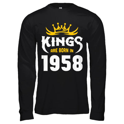 Kings Are Born In 1958 Birthday Gift-T-Shirt & Hoodie-Long Sleeve T-Shirt-Black