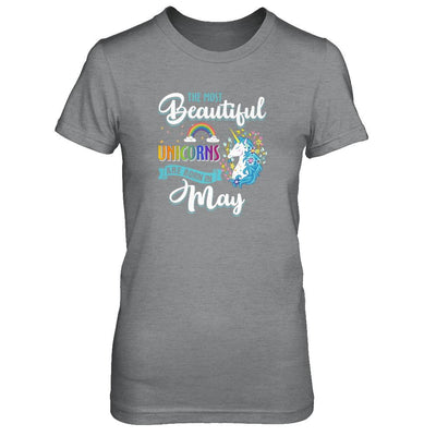 The Most Beautiful Unicorns Are Born In May Birthday-T-Shirt & Tank Top-Women's T-Shirt-Sport Grey
