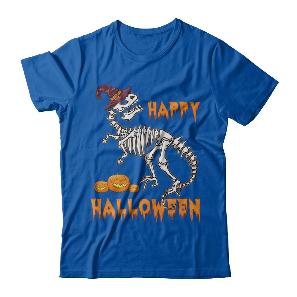 Funny Happy Halloween T-Rex Skeleton Dinosaur-T-Shirt & Sweatshirt-Premium T-Shirt-Royal