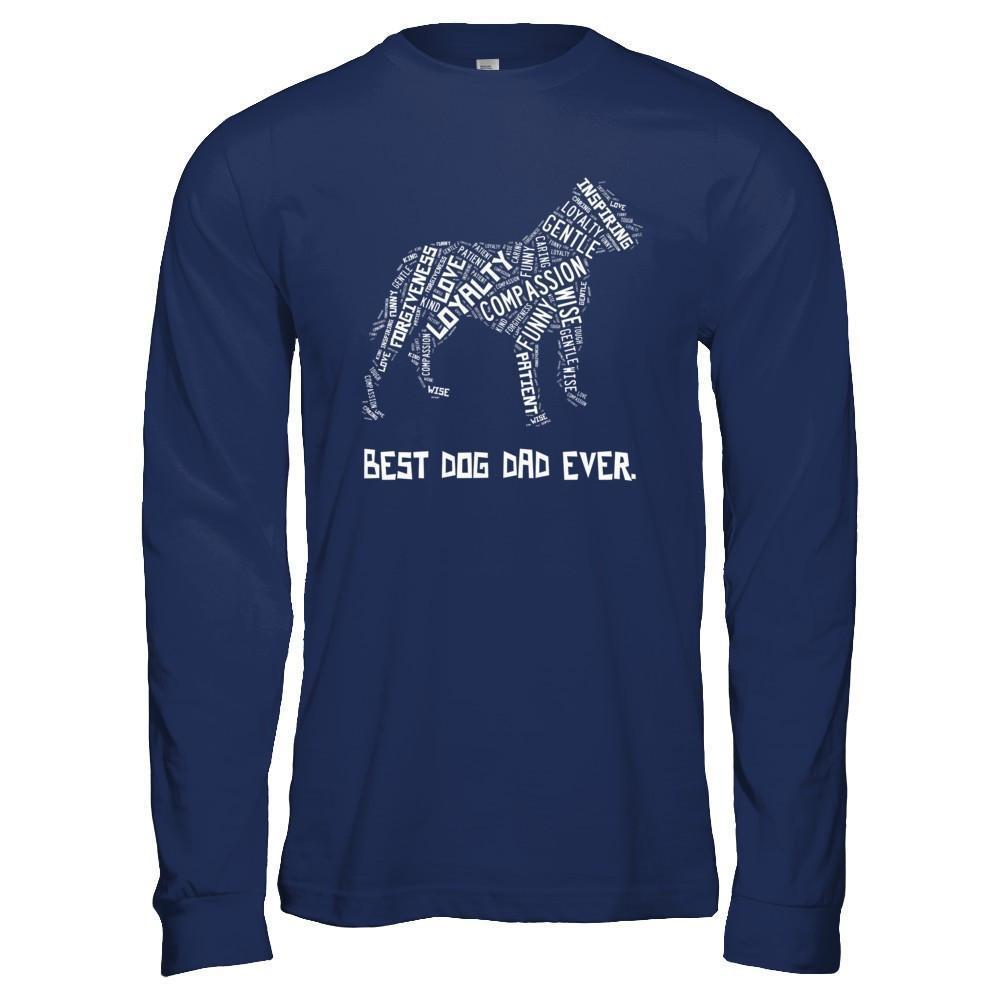 Best Dog Dad Ever Pitbull Lovers-T-Shirt & Hoodie-Long Sleeve T-Shirt-Navy