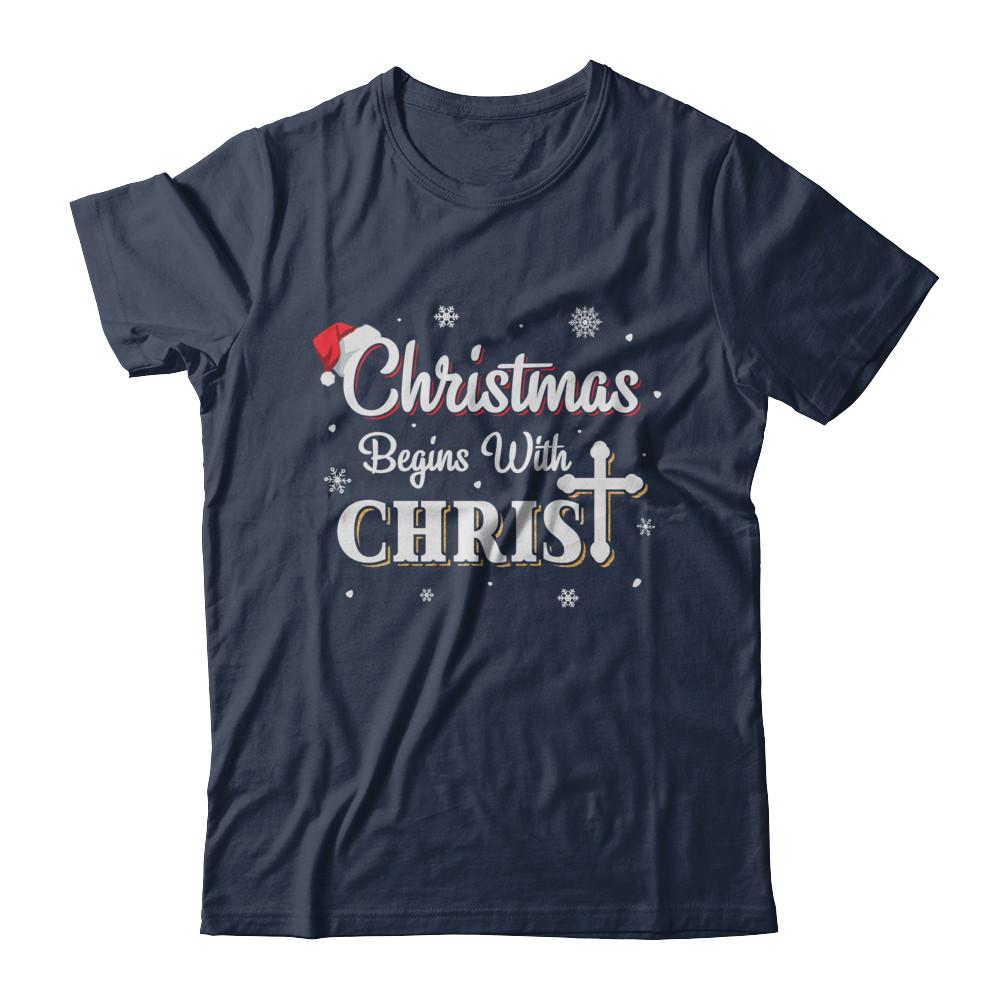 Christmas Begins With Christ Merry Christmas Christian-T-Shirt & Sweatshirt-Classic T-Shirt-Navy