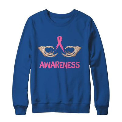 Breast Cancer Skeleton Hand Scary Halloween-T-Shirt & Sweatshirt-Crewneck Sweatshirt-Royal