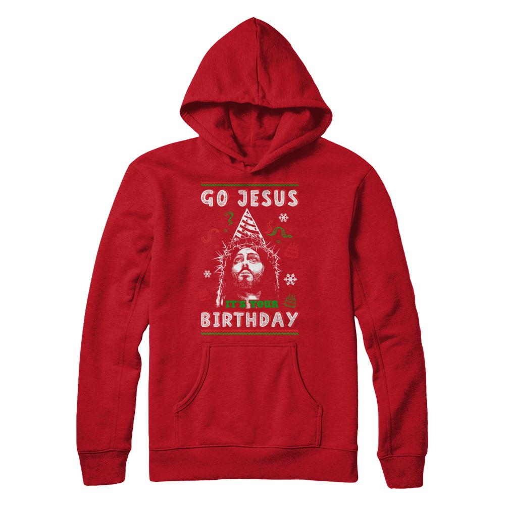 Go Jesus It's Your Birthday Christmas-T-Shirt & Sweatshirt-Pullover Hoodie-Red