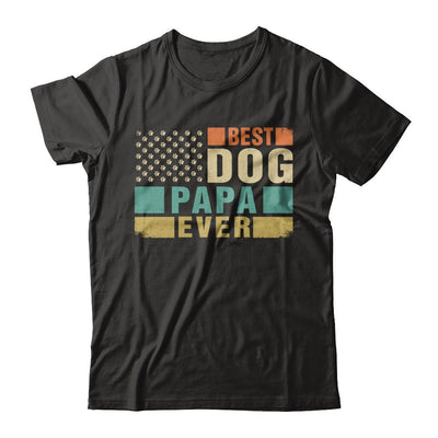 Vintage Retro BEST DOG PAPA EVER American Flag Fathers Day-T-Shirt & Hoodie-Classic T-Shirt-Black