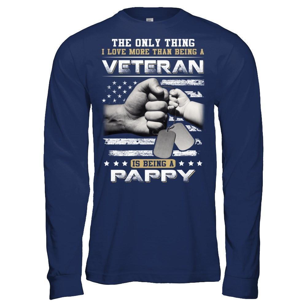 I Love More Than Being A Veteran Is Being A Pappy-T-Shirt & Hoodie-Long Sleeve T-Shirt-Navy