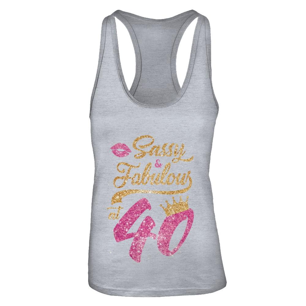 Sassy And Fabulous At 40th 1981 Birthday Gift-T-Shirt & Tank Top-Women's Ideal Racerback Tank-Heather Grey