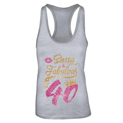 Sassy And Fabulous At 40th 1981 Birthday Gift-T-Shirt & Tank Top-Women's Ideal Racerback Tank-Heather Grey