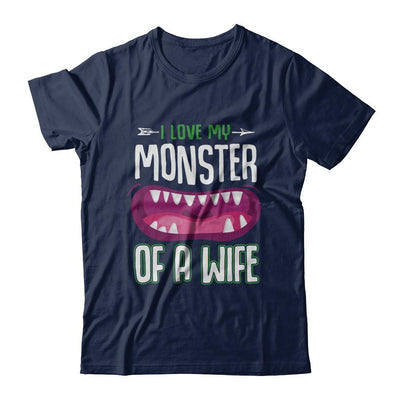 Monster Of A Wife Funny Couples Halloween-T-Shirt & Hoodie-Classic T-Shirt-Navy