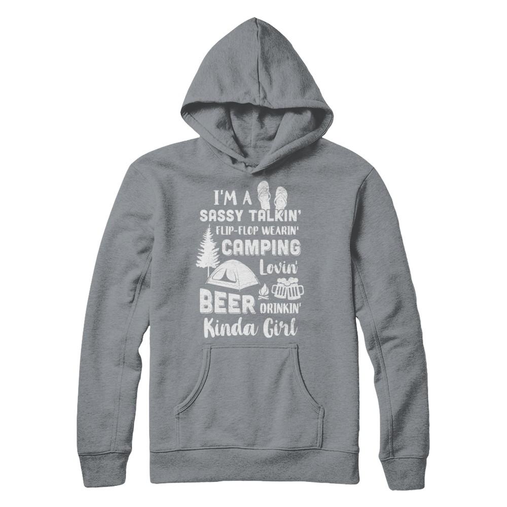 Sassy Talking Flip-Flop Camping Beer Kinda Girl-T-Shirt & Hoodie-Pullover Hoodie-Light Steel