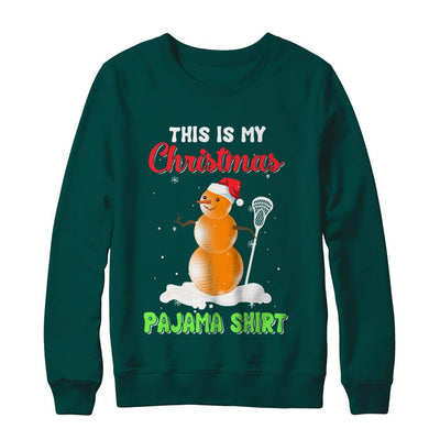 This Is My Christmas Pajama Xmas Snowman Lacrosse-T-Shirt & Sweatshirt-Crewneck Sweatshirt-Deep Forest