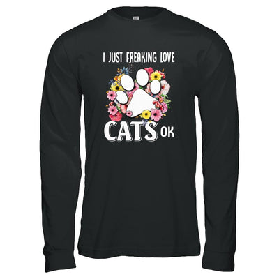 I Just Freaking Love Cats-T-Shirt & Tank Top-Long Sleeve T-Shirt-Black