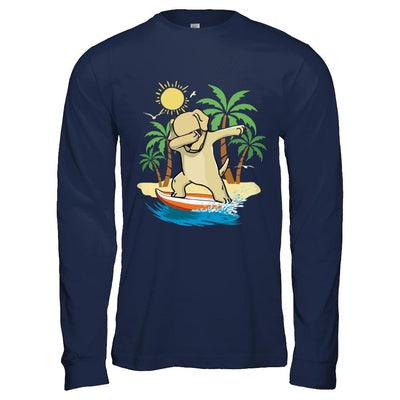 Summer Vacation Dabbing Labrador Surfing Surfboard Gift-T-Shirt & Hoodie-Long Sleeve T-Shirt-Navy