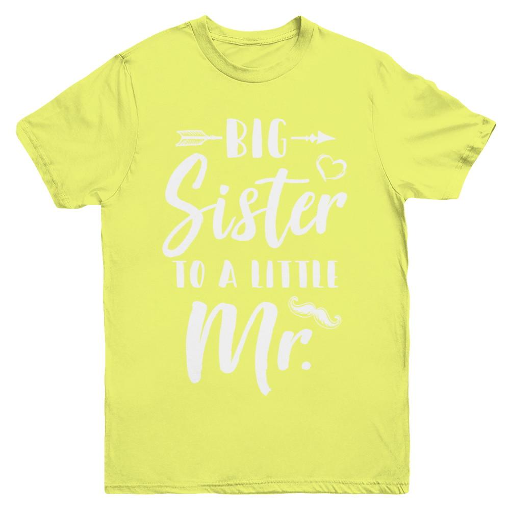 Big Sister To A Little Mister Baby Kid Shower Youth-Youth Shirt-Youth T-Shirt-Daisy
