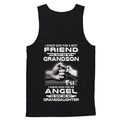 A Best Friend He Sent Me My Grandson & Angel Granddaughter-T-Shirt & Hoodie-Unisex Tank-Black