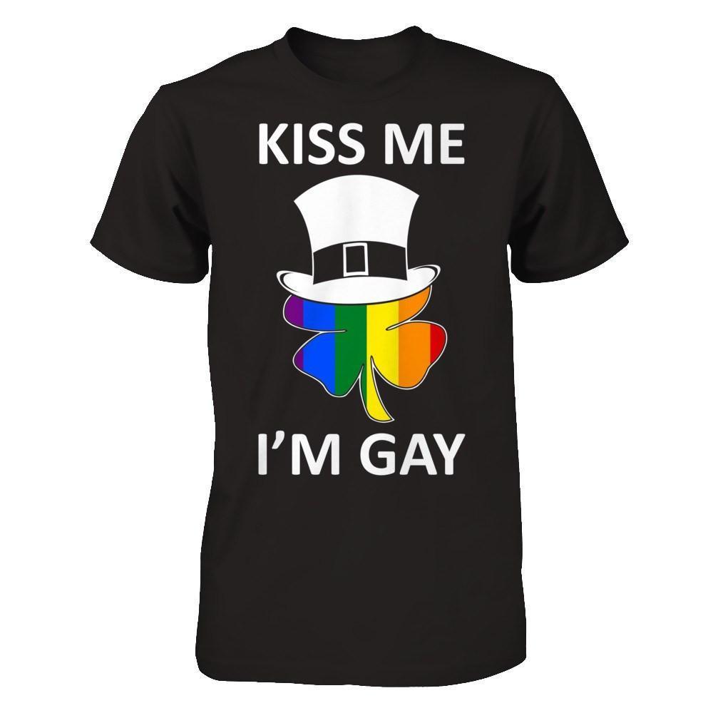 Kiss Me I'm Gay Lgbt St Patrick's Day-T-Shirt & Hoodie-Premium T-Shirt-Black