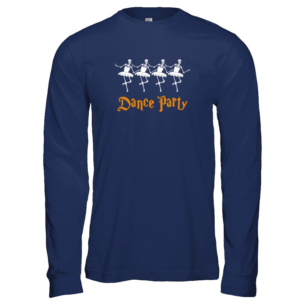 Ballet Skeleton Dance Party Happy Halloween-T-Shirt & Tank Top-Long Sleeve T-Shirt-Navy